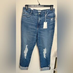 Good American jeans NWT sz 10/30 high rise women’s distressed the weekender $159
